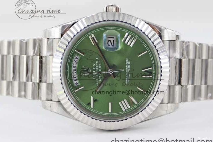 Edition Best 1:1 Dial Steel A2836 Date 40mm Green SS TWF on Roman Day Bracelet 904L SS 0130